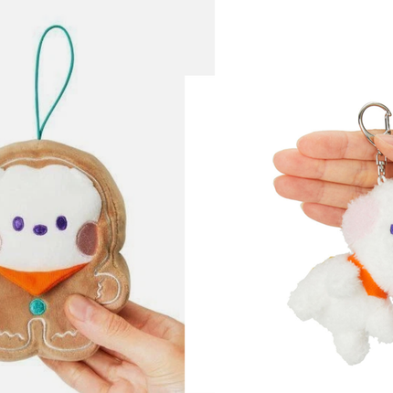 BT21 RJ Official Merchandise Baby RJ Plush Gift Set – Christmas Ornament + Keychain + JIN Photocard Included