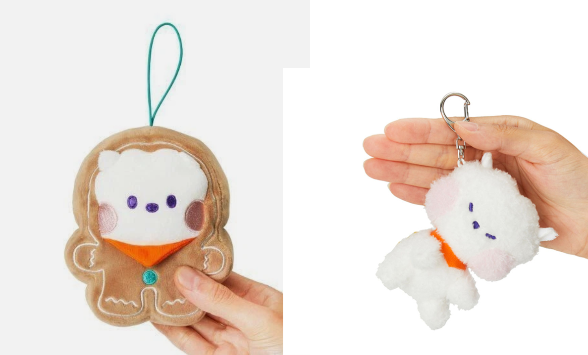BT21 RJ Official Merchandise Baby RJ Plush Gift Set – Christmas Ornament + Keychain + JIN Photocard Included