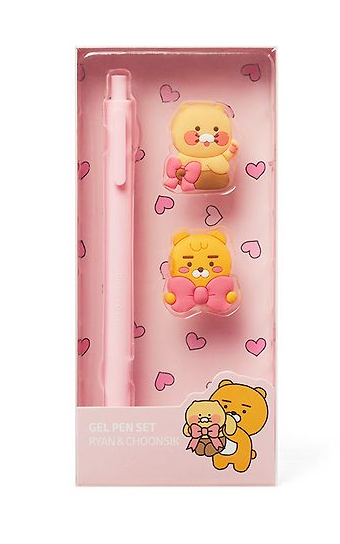 KAKAO FRIENDS Ryan & Choonsik Ribbon Charm Gel Pen Gift